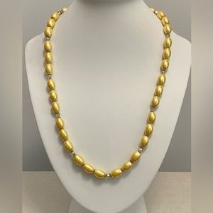 NEW! Yellow glass pearls and crystal necklace